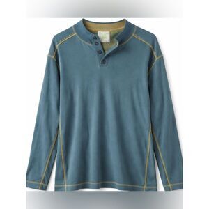 Ecoths Henley Shirt Organic Cotton Long Sleeve Blue Green Men XL